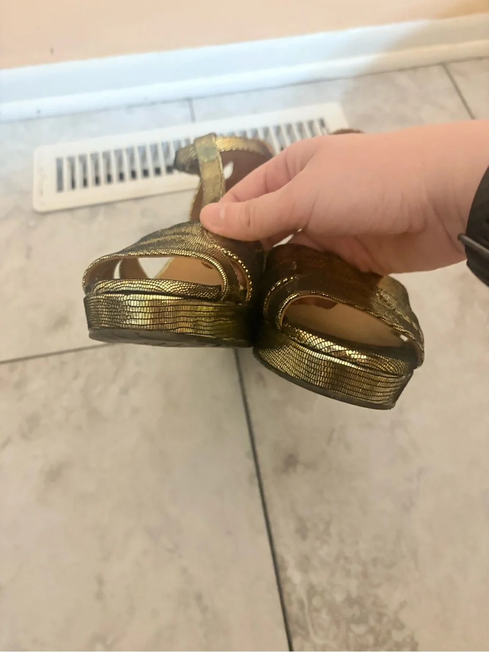 Esska Gold & Black Platform Heels